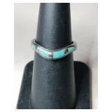 Silver turquoise band ring marked 925 Philippines