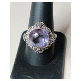 Silver Nikki Butler large purple stone ring
