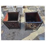 2 Wrought Iron  and steel Planters 18 x 18 x 18"