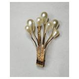 Napier Gold tone faux Pearl brooch