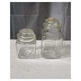 Anchor Hocking square glass jars w/ lids, some