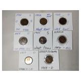 8 wheat pennies mixed years