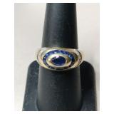 14k blue/ clear Stone ring marked 14k size 7.