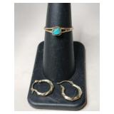 14k turquoise stone ring marked 14k size 5.5.