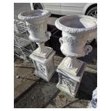 Fiberglass Urns and Stands 40 x 12 x 12"