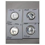 4  silver quarters 1959 1962 1976 1964