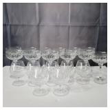 Gorham crystal Chantilly 12 champagne, 7 brandy