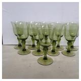 10 Libbey martello avocado wine glasses