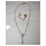 Vintage rhinestone necklace matching earrings