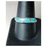 Silver turquoise band ring marked 925 Philippines