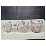 Pyrex & Anchor glass measuring cups, (2) 1 qt. &
