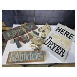 5 PC assorted Laundry Room Wood Wall Plaques
