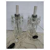 Boudoir lamps clear glass w/ prisms 12 "