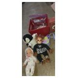 Wooden box with monkey baby doll, water baby doll