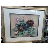 38 x 31 flower art signed Johnny @22 silk