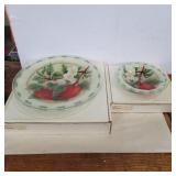 2 Peggy Karr glass apple bowls 9in &14in