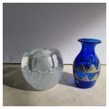 Art glass paperweight tealight holder made in