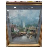 40 x 46 framed " New England harbor".  By G.
