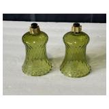 Pair of vintage Homco green glass votive candle