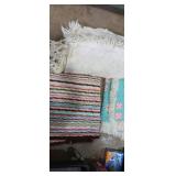 3 handmade crochet and knitted blankets , various