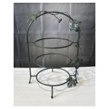 Wrought iron 3-tier plate stand, 19" tall