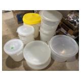 Various sizes food-grade plastic containers with