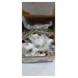 Porcelain knobs and brass color cabinet handles