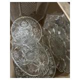 Pressed glass serving dishes