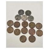 17 Wheat Pennies Assorted Years