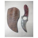 Handmade fixed blade Damascus knife w/ sheath 3.5