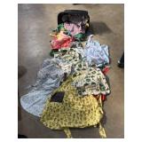 Lidded tote FULL of aprons different patterns and