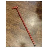 Wooden hand carved red handle cane 36'