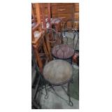 2 Heart back wire iron parlor chairs