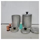 Metal sugar and coffee canister and extra lids