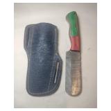 Handmade fixed rounded end  blade Damascus  knife