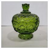 L.E. Smith moon and stars green glass covered