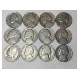 12  nickels 1930s-1960s
