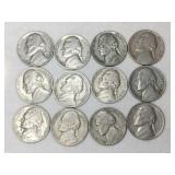 12  nickels 1930s-1950s
