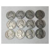 12  nickels 1930s-1960s