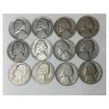12  nickels 1930s-1960s