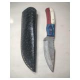 Handmade fixed blade Damascus knife w/ sheath 4 '