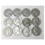 12  nickels 1940s-1960s