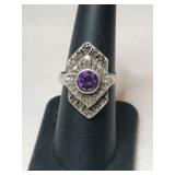 Silver blue stone Ring Marked 925 size 6.