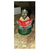 Cast iron dude with watermelon.3in figurine