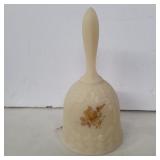 Signed hand painted Fenton frosted tan bell 6in