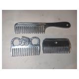 Metal horse mane- tail grooming Combs