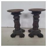 2 resin candle holders 6in