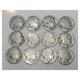 12 Indian/ buffalo nickels  unmarked