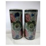 Pair of Tonala Mexican porcelain hand-painted