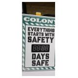 Colony safety sign , with days safe digital